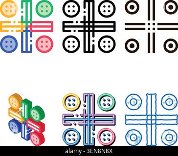Interactive Kids Ludo Game Vector Thin Line Icon. Traditional Board Game For Children And Adult, Playing Gaming Items Pieces Linear Pictogram. Joyful Stock Vector