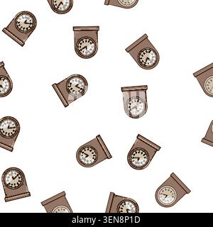 pattern analog travel alarm clock cartoon. lightweight battery, loud durable, multifunction led analog travel alarm clock sign vector Stock Vector