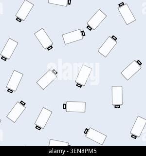 seamless pattern Blank clear plastic rectangular packaging with black hanging tab, transparent empty retail blister style template for product display Stock Vector