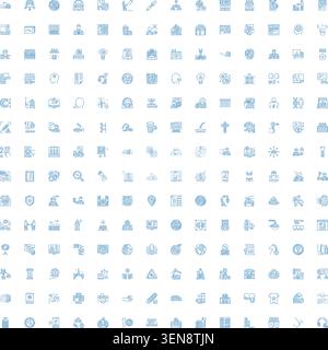 Various line icons creating a collection of symbols representing concepts such as technology, business, communication, internet, network, data, and di Stock Vector