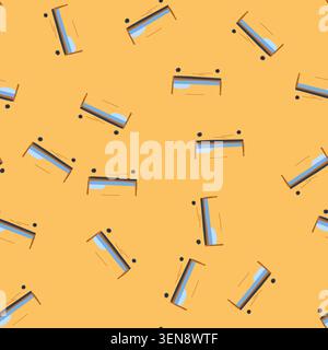 pattern manual hospital bed cartoon. bariatric pediatric, icu mattress, rails headboard manual hospital bed sign. seamless vector illustration Stock Vector
