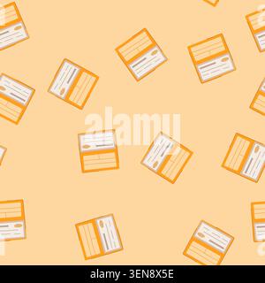 pattern cheque checkbook cartoon. template wallet, paycheck bank, line payment cheque checkbook sign. seamless vector illustration Stock Vector