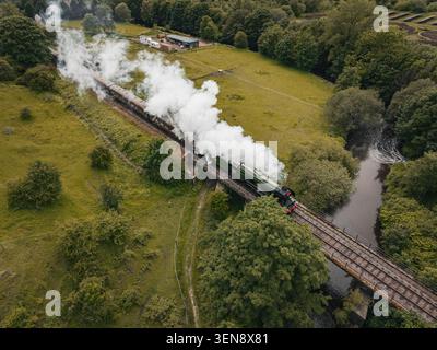 60103 Flying Scotsman Locomotive passing through the countryside on the East Lancs Railway Stock Photo
