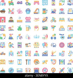 Extensive vector collection featuring various thin line icons, covering themes like business, education, shopping, technology, medical, nature, sports Stock Vector
