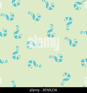 pattern hand drawn question mark featuring light blue and pale green stripes, illustrating concepts of doubt, inquiry, support, and searching for answ Stock Vector