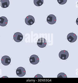 pattern electric robot vacuum cleaner cartoon. dust hand, hoover function, banner assistant electric robot vacuum cleaner sign. seamless vector illust Stock Vector
