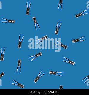 seamless pattern technology crimper tool cartoon. industry wire, pliers computer technology crimper tool sign vector Stock Vector