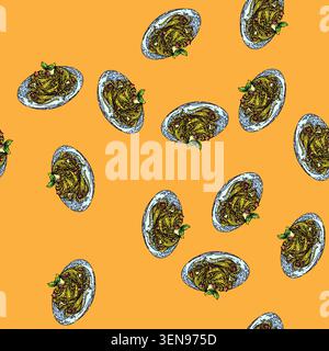 pattern spaghetti pasta hand drawn vector. food sauce, italian dinner, cooked meal spaghetti pasta sketch illustration Stock Vector