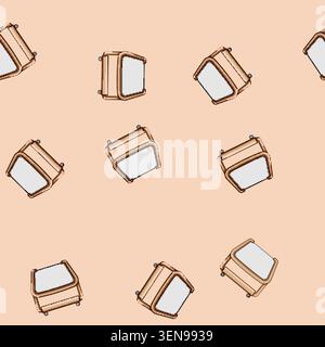 seamless pattern Baby cradle with light mattress and wheels, minimalist wooden frame in a nursery setting symbolizing newborn care, comfort, and peace Stock Vector
