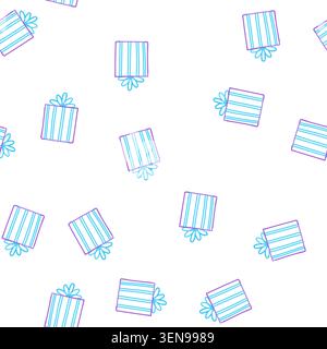 pattern hand drawn illustration depicting a striped gift box with a bow on a white background, symbolizing giving, receiving, celebration, holidays, s Stock Vector