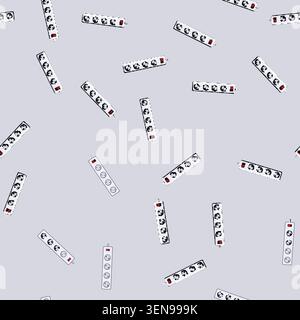seamless pattern outlet power strip smart cartoon. plug surge, protector usb, alexa google outlet power strip smart sign vector Stock Vector