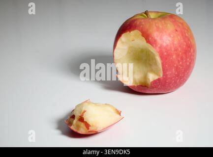 Bitten Red Apple Isolated On White Background Stock Photo