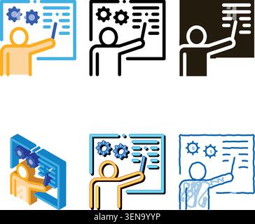 Technical Lesson Icon Vector. Outline forms Technical Lesson Sign. Isolated Contour Symbol Stock Vector