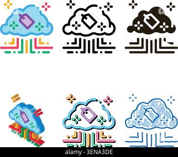 label in internet cloud icon vector. label in internet cloud multipack sign. color symbol Stock Vector