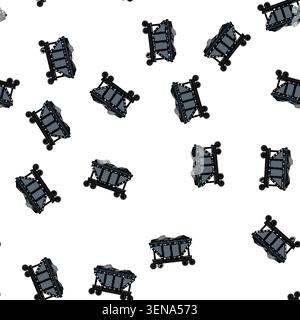 pattern freight coal wagon cartoon. rail cargo, bulk shipment, supply energy freight coal wagon sign vector Stock Vector