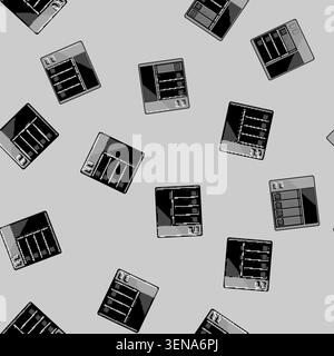 seamless pattern Network attached storage device providing centralized data backup, file sharing, and remote access solutions for home and business co Stock Vector