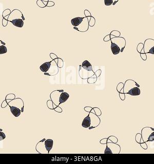 pattern handheld speaker microphone connecting to a two way radio, providing essential direct communication for security, police, and emergency servic Stock Vector