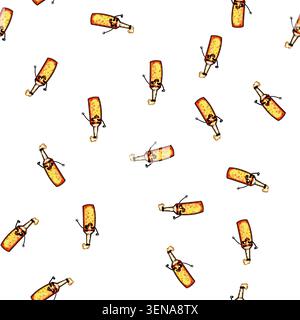 pattern alcohol beer bottle character cartoon. drink label, silhouette lager, simple beverage alcohol beer bottle character sign vector Stock Vector