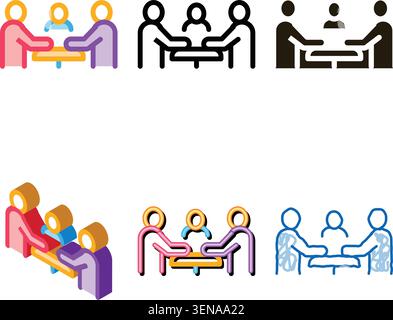 multipack third party discussion icon vector. third party discussion sign. color contour symbol Stock Vector