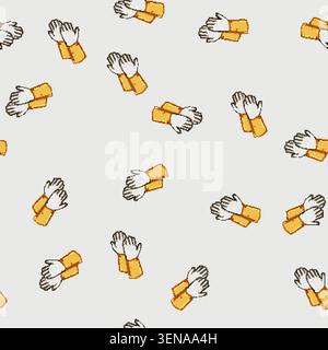 seamless pattern man gloves welding cartoon. safety work, industry construction, arc iron man gloves welding sign vector Stock Vector