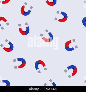 pattern electric magnet cartoon. force sign, power physics, electromagnetic people electric magnet sign. seamless vector illustration Stock Vector