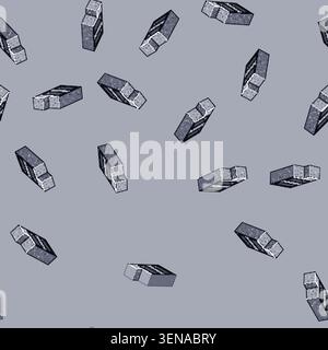 seamless pattern Gray concrete masonry unit with two hollow cores, viewed from an isometric perspective, representing essential components for constru Stock Vector