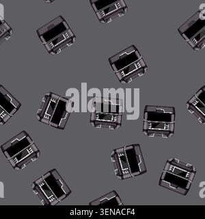 seamless pattern paper counter machine cartoon. finance banknote, equipment payment, bill pay paper counter machine sign vector Stock Vector