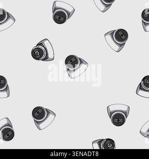 seamless pattern safety ip camera cartoon. cctv system, private control safety ip camera sign vector Stock Vector
