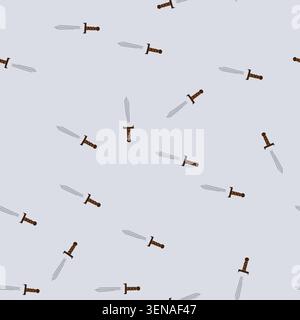 pattern battle viking sword cartoon. norse raid, shield axe, conquer ship battle viking sword sign. seamless vector illustration Stock Vector