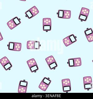 pattern system car diagnostic scanner cartoon. interface software, bluetooth wireless, handheld professional system car diagnostic scanner sign. seaml Stock Vector