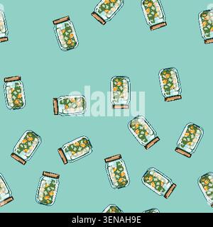 seamless pattern save coin jar cartoon. bank business, growth glass, economy cash save coin jar sign vector Stock Vector