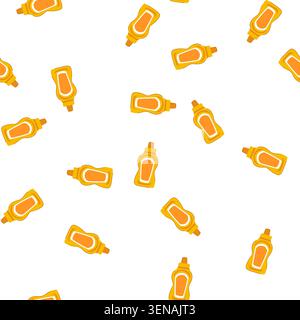 pattern plastic mustard bottle cartoon. cap label, spicy smooth, spread sandwich plastic mustard bottle sign. seamless symbol vector illustration Stock Vector