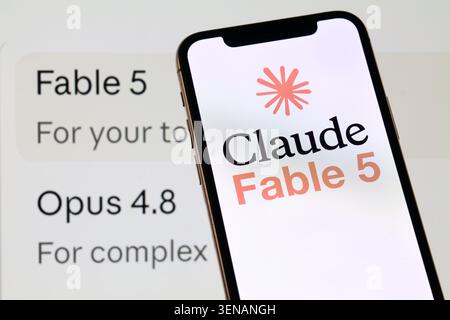 Claude Fable 5 Anthropic AI App Displayed On Mobile Phone Screen Stock Photo