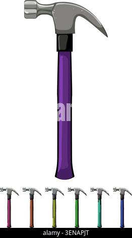 construction hammer tool cartoon. construction hammer tool sign colorful illustration Stock Vector