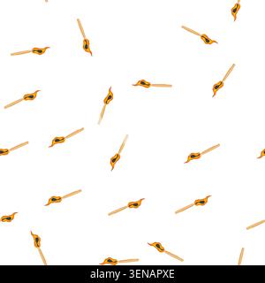 pattern wooden matchstick head ignited by a flame, illustrating concepts of ignition, light, heat, energy, quick start, and a simple solution for illu Stock Vector