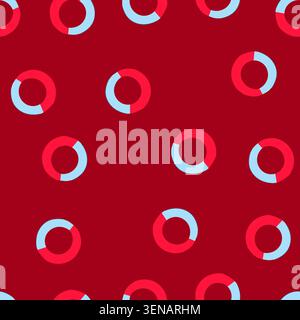 pattern donut chart visualizing data distribution and comparison, featuring a bold blue and red circular graphic representing information and financia Stock Vector