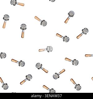 pattern morning portafilter coffee cartoon. filter brown, hot fresh, black closeup morning portafilter coffee sign vector Stock Vector