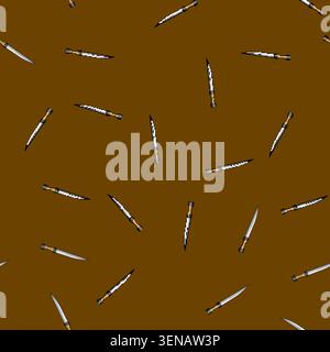 seamless pattern Dagger featuring a sharp blade and an hourglass shaped handle, representing concepts of weapon, danger, and self defense in a simplif Stock Vector