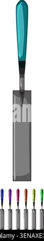 work trowel cement cartoon. work trowel cement sign colorful illustration Stock Vector