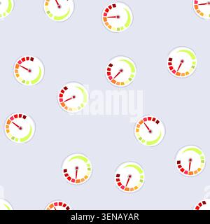pattern tachometer speedometer cartoon. cluster dashboard, instrument reading, calibration accuracy tachometer speedometer sign. seamless vector illus Stock Vector