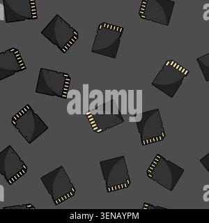 seamless pattern gigabyte sd card cartoon. terabyte read, write transfer, secure digital gigabyte sd card sign vector Stock Vector