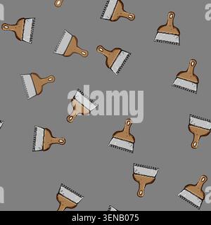 seamless pattern flooring notched trowel cartoon. construction adhesive, mortar installation, masonry spreader flooring notched trowel sign vector Stock Vector