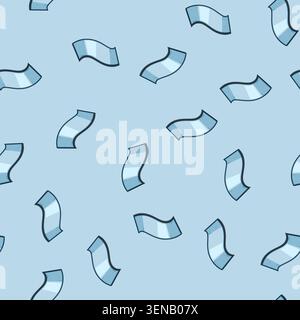 seamless pattern Wavy transparent blue panel on white background suggesting flexible display technology and futuristic user interfaces, clean modern d Stock Vector