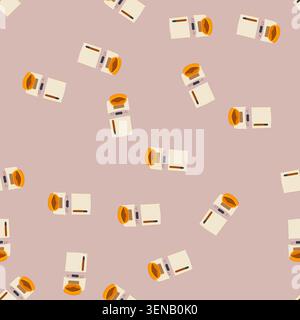 pattern timer automatic pet feeder cartoon. dispenser food, control digital, cat dog timer automatic pet feeder sign. seamless vector illustration Stock Vector