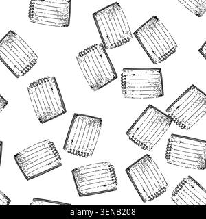 seamless pattern writing notepad hand drawn. jot memo, list organize, save document writing notepad black sketch illustration Stock Vector