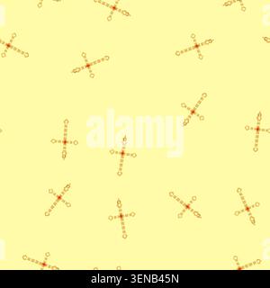 pattern church cross christian cartoon. catholic easter, line outline, christ sunrise church cross christian sign. seamless vector illustration Stock Vector