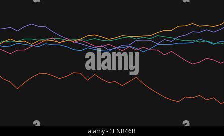 Multicolor Line Chart Dark Background Vector Illustration Stock Vector