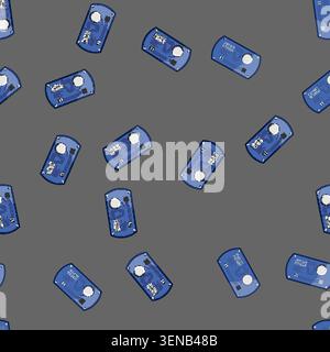 seamless pattern computer microcontroller cartoon. isometric processor, microchip arduino, abstract pcb computer microcontroller sign vector Stock Vector