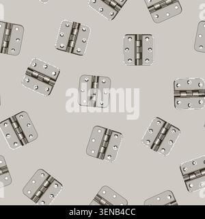 seamless pattern wood door hinge cartoon. home steel, object house, silver open wood door hinge sign vector Stock Vector