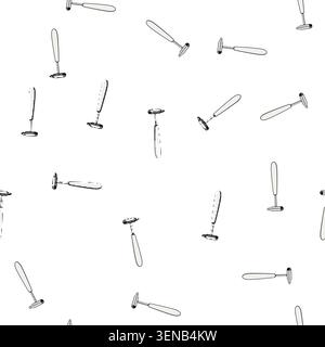 pattern tool reflex hammer cartoon. examination healthcare, instrument testing, response assessment tool reflex hammer sign vector Stock Vector